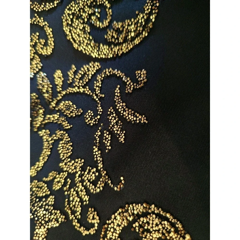 Love Culture Y2K Leggings Black & Gold Statement Style Bead Stud Leg Goth Sz L - Picture 5 of 8